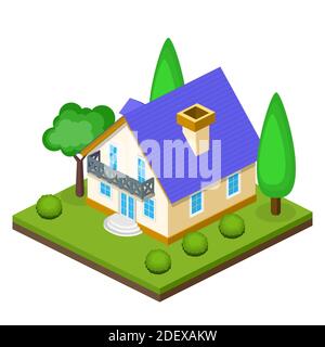 Icona Isometrica 3d House. Illustrazione Vettoriale