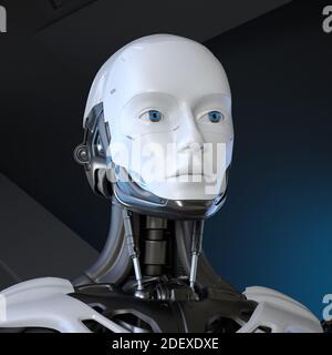 Ritratto di Android Robot. Illustrazione 3D Foto Stock