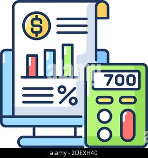 Icona colore RGB per la gestione dei libri e la verifica Illustrazione Vettoriale