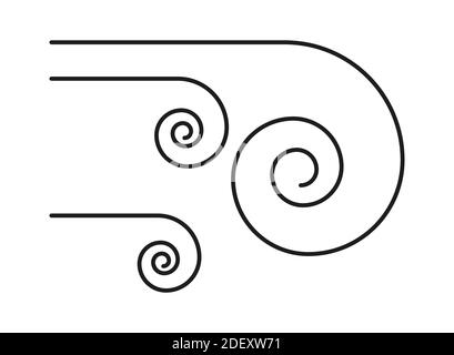 Icona del vento isolata. Onda vortice vettore tempo semplice simbolo su bianco bakcground Illustrazione Vettoriale