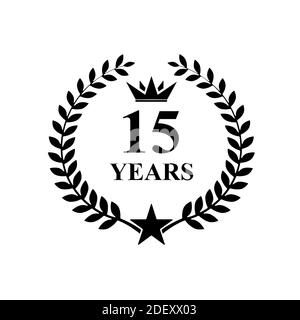 15 anni anniversario, lussuoso logo Golden Foto Stock