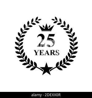 25 anni anniversario, lussuoso logo Golden Foto Stock