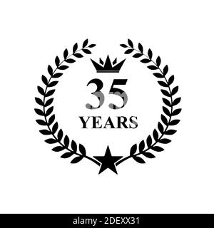 35 years old anniversary , luxurious logo Golden Stock Photo