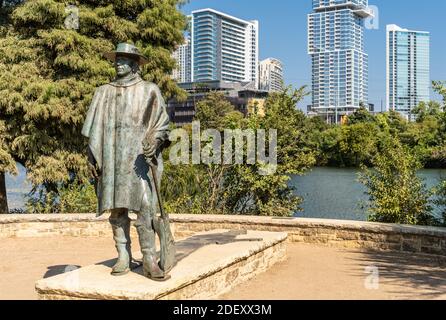 statua di stevie ray vaughan, butler park, austin Foto Stock