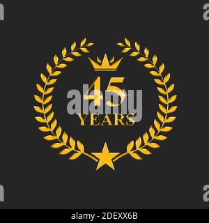 45 anni anniversario, lussuoso logo Golden Foto Stock