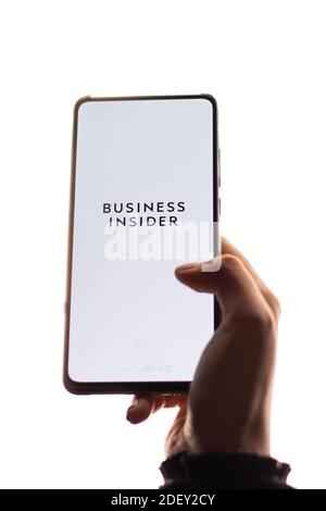 Assam, india - 29 novembre 2020 : il logo dell'insider di affari sull'immagine dello stock dello schermo del telefono. Foto Stock