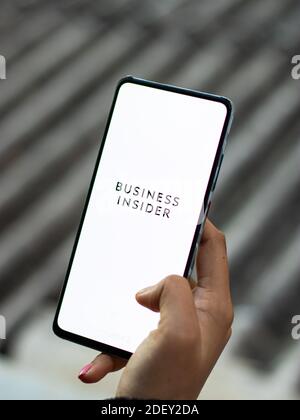 Assam, india - 29 novembre 2020 : il logo dell'insider di affari sull'immagine dello stock dello schermo del telefono. Foto Stock