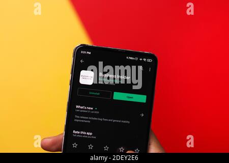 Assam, india - 29 novembre 2020 : il logo dell'insider di affari sull'immagine dello stock dello schermo del telefono. Foto Stock