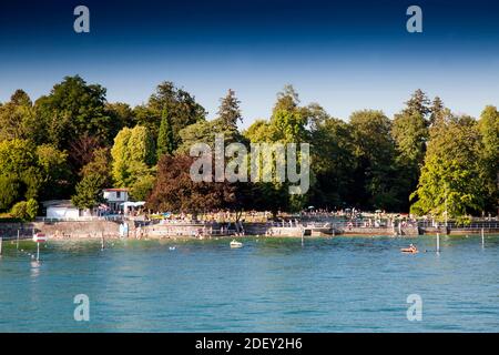 Zona balneare, Bad Schachen, Lago di Costanza, Baden-Wuerttemberg, Germania, Europa Foto Stock