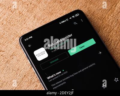Assam, india - 29 novembre 2020 : il logo dell'insider di affari sull'immagine dello stock dello schermo del telefono. Foto Stock