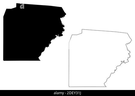 Clearfield County, Commonwealth of Pennsylvania (Stati Uniti, Stati Uniti d'America, Stati Uniti, Stati Uniti, Stati Uniti), illustrazione vettoriale mappa, schizzo scribbling Clearf Illustrazione Vettoriale