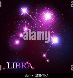 del segno zodiacale libra delle belle stelle luminose sullo sfondo del cielo cosmico Foto Stock