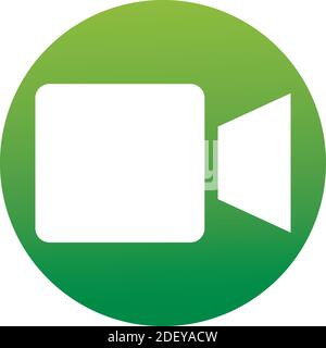 Icona videocamera semplice. Film o Cinema. Simbolo multimediale. Elementi di progettazione di qualità. Stile classico in cerchio verde. Vettore. Illustrazione Vettoriale