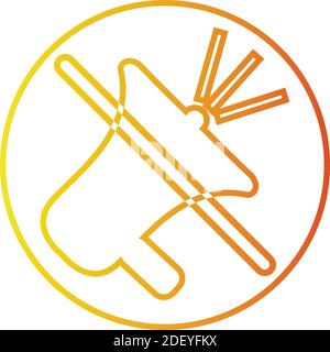 Esclusione del suono dall'icona stile linea, dal segno vettoriale vintage, dal pittogramma stile contorno isolato su bianco. Simbolo di esclusione microfono dell'altoparlante, illustrazione del logo. Tratto modificabile Illustrazione Vettoriale