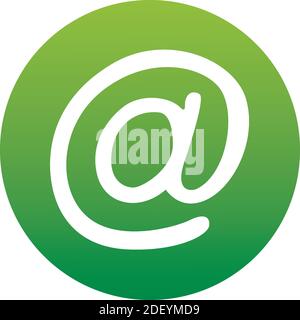 All'indirizzo e-mail, icona circolare verde su sfondo bianco. Illustrazione vettoriale. Icona di un set. Illustrazione Vettoriale