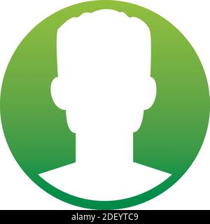 Icona di avatar maschile adatta per grafica informativa, siti web e supporti di stampa e interfacce. Icona vettoriale di un pulsante Set on green gradient isolato su bianco Illustrazione Vettoriale