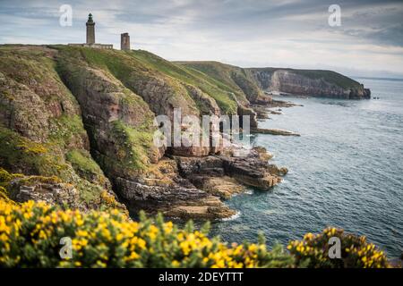 Vista generale del Cap Frehel, Francie, Europa. Foto Stock