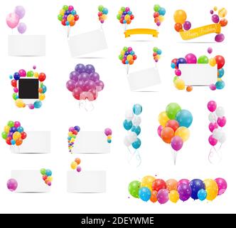 Colour Glossy Balloons Card Mega Set Illustrazione. Foto Stock