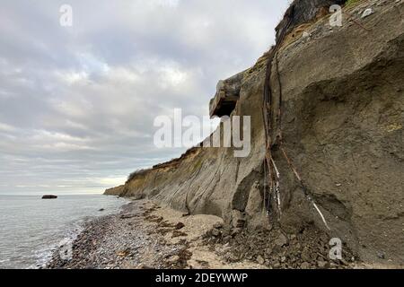 Bunker sulla spiaggia di Wustrow su Fischland Foto Stock