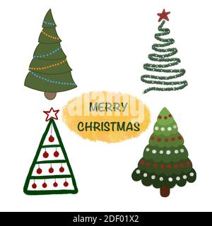 4 alberi di Natale allegri Foto Stock