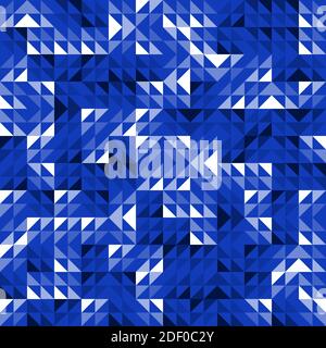 Modello vettoriale geometrico blu senza cuciture con triangoli. Moderno ed elegante Abstract sfondo di lusso con forme triangolari. Pattern di ripetizione luminoso Illustrazione Vettoriale