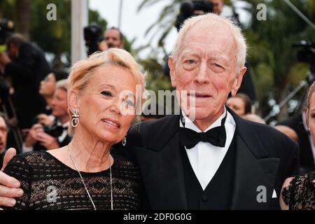File foto datata 14 maggio 2016 di Max von Sydow con sua moglie che partecipa alla proiezione BFG al Palais des Festivals di Cannes, in Francia, come parte del 69° Festival di Cannes. Foto di Lionel Hahn/ABACAPRESS.COM Foto Stock