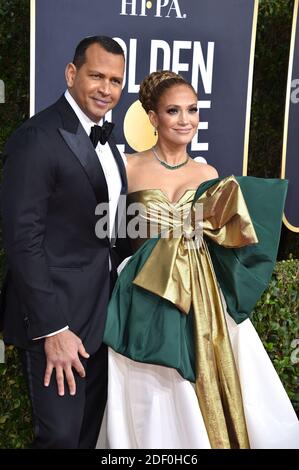 Alex Rodriguez e Jennifer Lopez hanno partecipato ai 77 Arrivi Golden Globe Awards al Beverly Hilton di Los Angeles, CA, USA il 5 gennaio 2020. Foto di Lionel Hahn/ABACAPRESS.COM Foto Stock