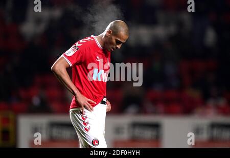 Darren Pratley di Charlton Athletic reagisce dopo la partita del campionato Sky Bet alla Valley, Londra. Foto Stock