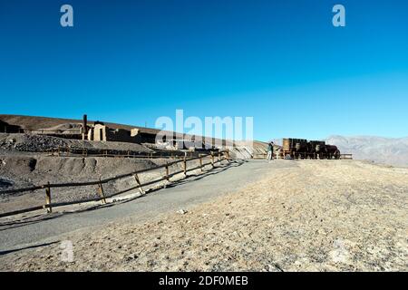 I resti dell'Harmony Borax Works nella Death Valley, California. Foto Stock