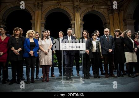 Emmanuel Gregoire e Anne Hildago - il sindaco di Parigi Anne Hidalgo presenta i suoi auguri per il nuovo anno a Parigi, in Francia, il 10 gennaio 2020. Foto di Magali Cohen/ABACAPRESS.COM Foto Stock