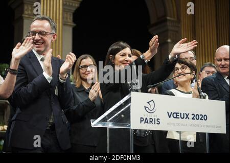 Emmanuel Gregoire e Anne Hildago - il sindaco di Parigi Anne Hidalgo presenta i suoi auguri per il nuovo anno a Parigi, in Francia, il 10 gennaio 2020. Foto di Magali Cohen/ABACAPRESS.COM Foto Stock