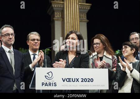 Emmanuel Gregoire e Anne Hildago - il sindaco di Parigi Anne Hidalgo presenta i suoi auguri per il nuovo anno a Parigi, in Francia, il 10 gennaio 2020. Foto di Magali Cohen/ABACAPRESS.COM Foto Stock