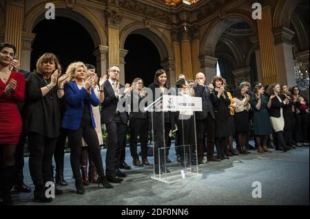 Emmanuel Gregoire e Anne Hildago - il sindaco di Parigi Anne Hidalgo presenta i suoi auguri per il nuovo anno a Parigi, in Francia, il 10 gennaio 2020. Foto di Magali Cohen/ABACAPRESS.COM Foto Stock