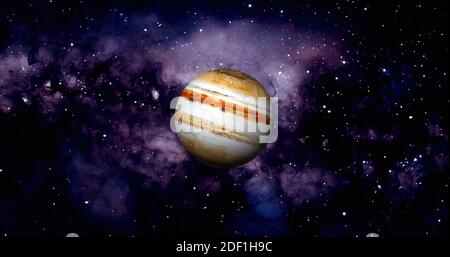 Pianeta Giove. pianeta 3d fotorealistico. Foto Stock