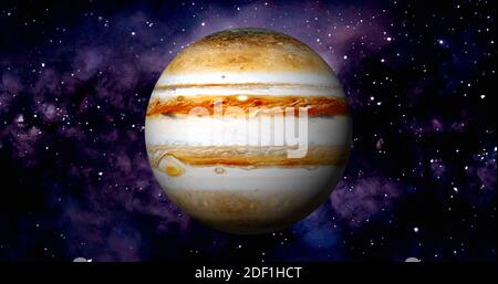 Pianeta Giove. pianeta 3d fotorealistico. Foto Stock