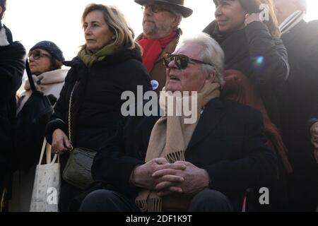 Jean-Jacques Sempé illustratore delle avventure di piccolo Nicola assiste alla scoperta di una statua di Rene Goscinny a Parigi, Francia il 23 gennaio 2020. Foto di Florent Bardos/ABACAPRESS.COM Foto Stock