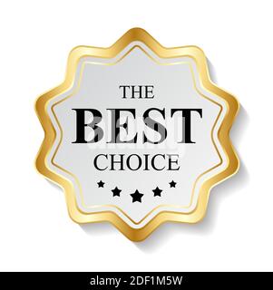 Gold Label il modello Best Choice su bianco. Illustrazione. Foto Stock