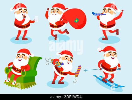 Collezione di personaggi natalizi di Babbo Natale Illustrazione Vettoriale