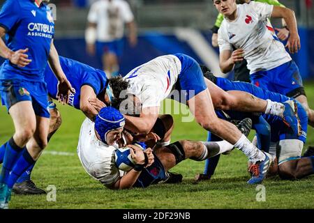 Adrien Warion (fra) durante la partita dei tornei di rugby Under 20 delle sei Nazioni tra la Francia U20 e l'Italia U20 allo stade Maurice David, ad Aix-en-Provence, il 7 febbraio 2020. Foto di Julien Poupart/ABACAPRESS.COM Foto Stock