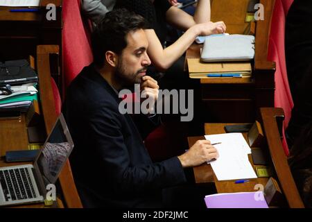 Il deputato francese del LREM Mounir Mahjoubi durante una sessione di interrogazioni rivolte al governo all'Assemblea nazionale francese di Parigi, il 18 febbraio 2020. Foto di Raphael Lafargue/ABACAPRESS.COM Foto Stock