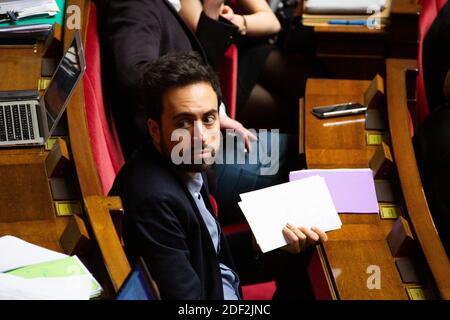 Il deputato francese del LREM Mounir Mahjoubi durante una sessione di interrogazioni rivolte al governo all'Assemblea nazionale francese di Parigi, il 18 febbraio 2020. Foto di Raphael Lafargue/ABACAPRESS.COM Foto Stock