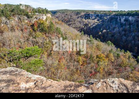 Alabama Lookout Mountain Little River Canyon National Preserve, natura paesaggio naturale fine autunno si affaccia panaramica vista, Foto Stock