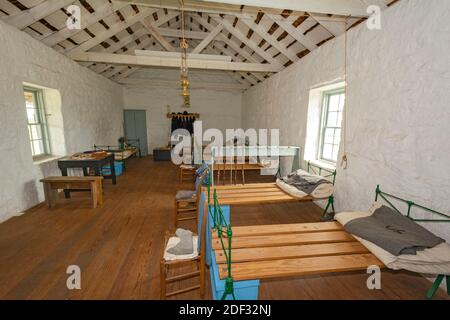 Texas Forts Trail, Fort McKavett state Historic Site, Barracks No. 4, interno Foto Stock