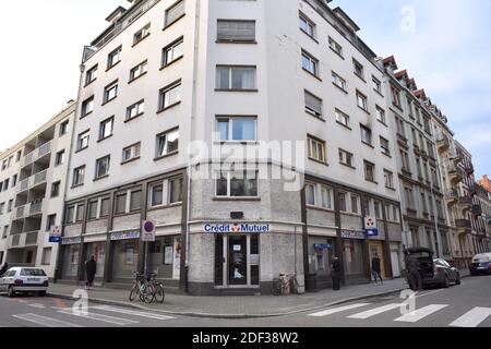 Edificio rue de Barr a Strasburgo, dove l'incendio si è svolto nella notte dal 26 febbraio 2020 al 27 febbraio 2020. Questo incendio ha causato la morte di 5 persone e 7 feriti. Il capo criminale è stato sollevato, l'indagine è in corso. 28 febbraio 2020, a Strasburgo, Francia nordorientale. Foto di Nicolas Roses/ABACAPRESS.COM Foto Stock