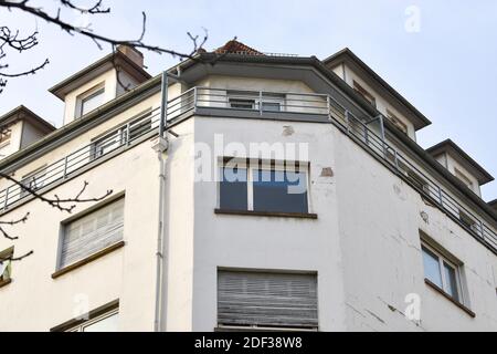 Edificio rue de Barr a Strasburgo, dove l'incendio si è svolto nella notte dal 26 febbraio 2020 al 27 febbraio 2020. Questo incendio ha causato la morte di 5 persone e 7 feriti. Il capo criminale è stato sollevato, l'indagine è in corso. 28 febbraio 2020, a Strasburgo, Francia nordorientale. Foto di Nicolas Roses/ABACAPRESS.COM Foto Stock
