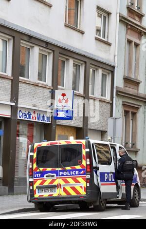 Edificio rue de Barr a Strasburgo, dove l'incendio si è svolto nella notte dal 26 febbraio 2020 al 27 febbraio 2020. Questo incendio ha causato la morte di 5 persone e 7 feriti. Il capo criminale è stato sollevato, l'indagine è in corso. 28 febbraio 2020, a Strasburgo, Francia nordorientale. Foto di Nicolas Roses/ABACAPRESS.COM Foto Stock
