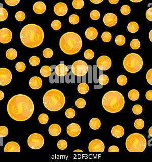 Golden Dollar Coin Monew modello senza giunture sfondo Illustrazione Foto Stock