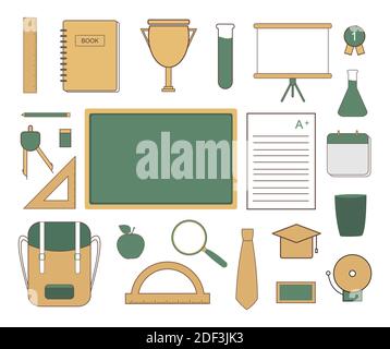 disegni su set di icone educative Illustrazione Vettoriale