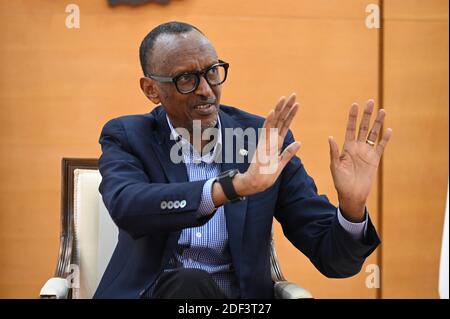 Du Président Paul Kagamé , Kigali, Ruanda il 31 gennaio 2020. Foto di Elodie Gregoire/ABACAPRESS.COM Foto Stock