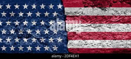La politica americana divisa e la divisione politica negli Stati Uniti come disaccordo di governo con gli Stati Uniti divisi tra la destra. Foto Stock